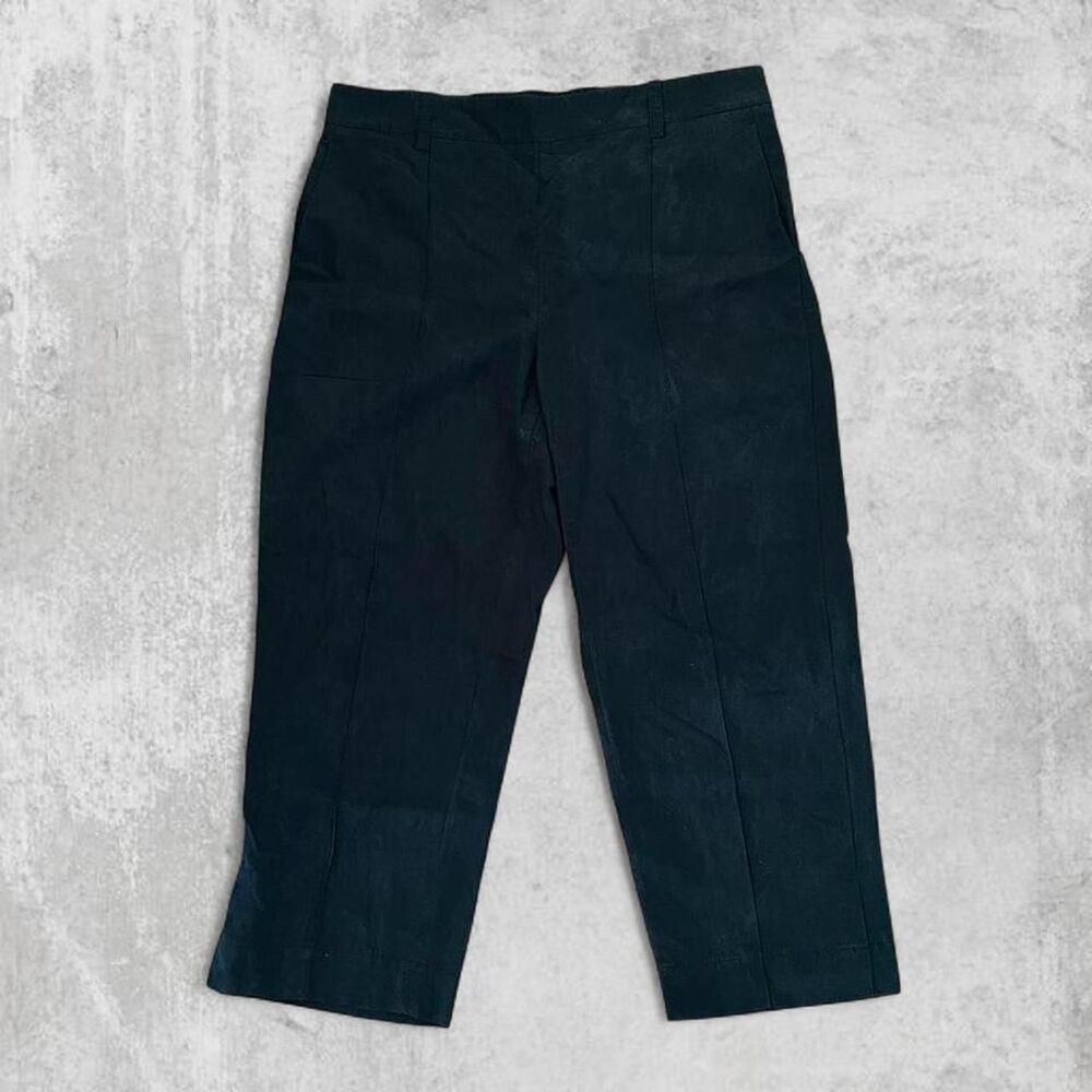 Vince Black Cropped Pull-On Pants Tencel Lyocell Wool Blend Straight Leg Size XL